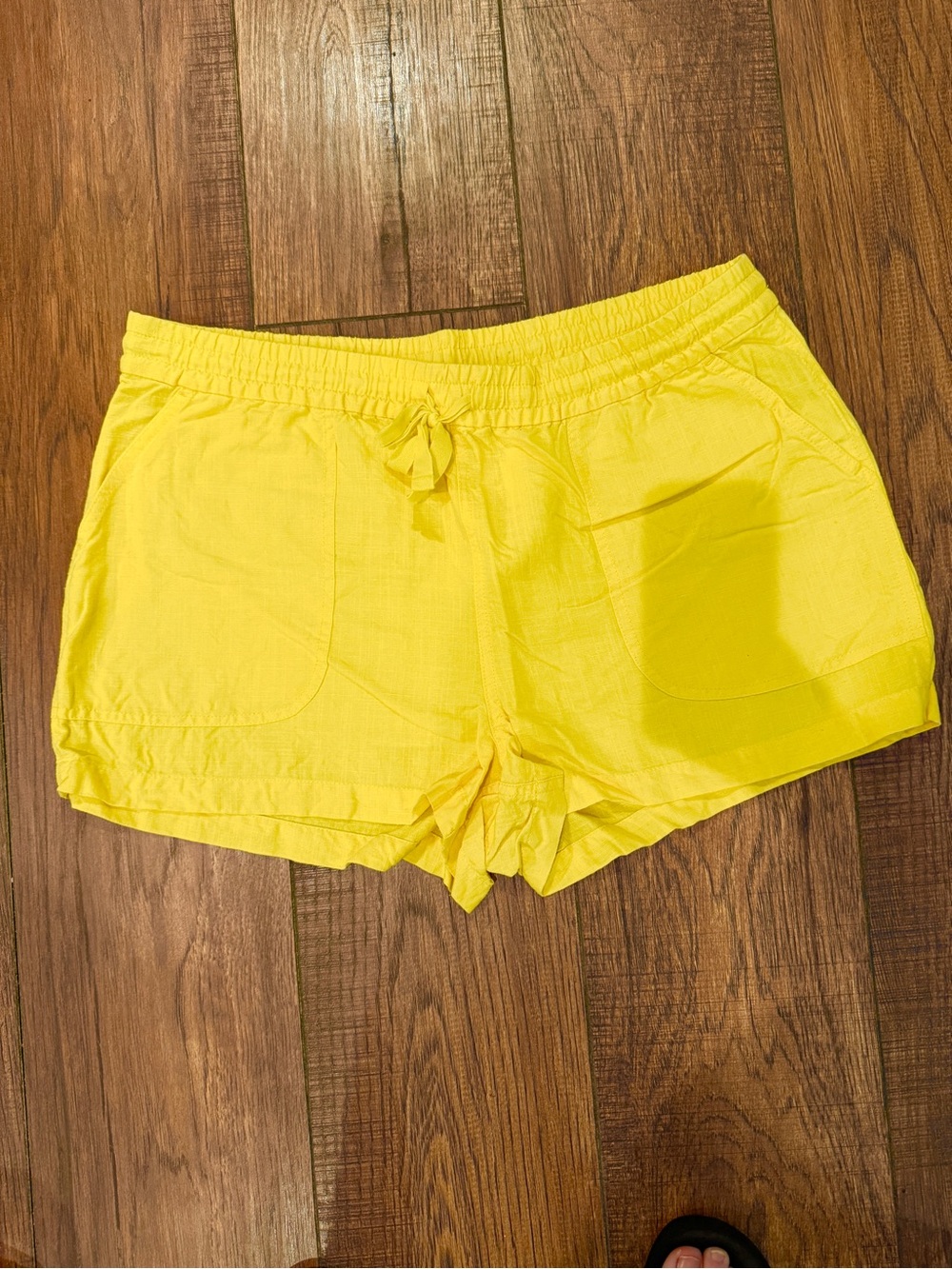 J. Crew Bright Yellow Elastic Waist Linen Blend Shorts